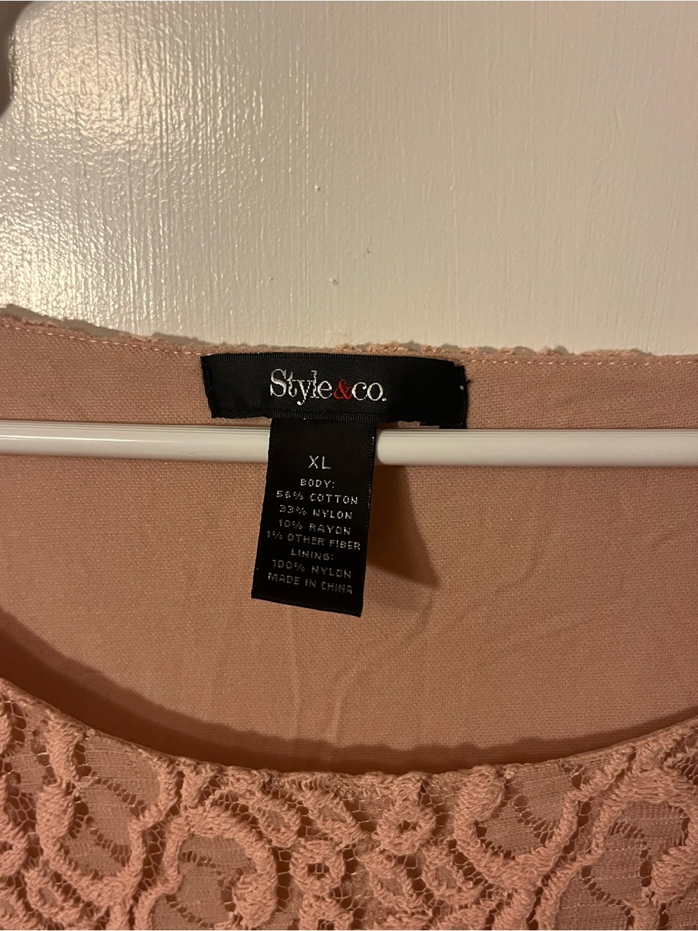 Style & Co. Blush Pink Lace Long Sleeve Swing Dress - Picture 2 of 4